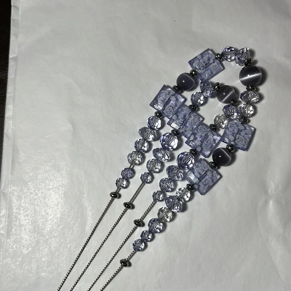 Double Stranded, Beaded, Adjustable, Floral Necklace